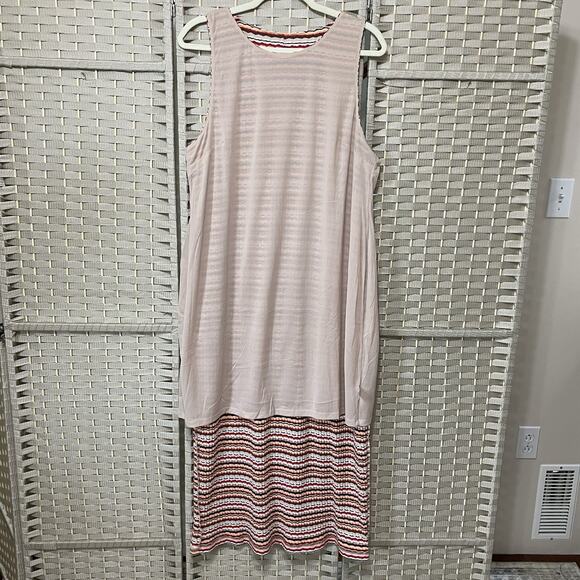 Loft Outlet Knit Tank Maxi Dress Women’s Size XL Multi Textured Stripe Lined - Picture 6 of 10